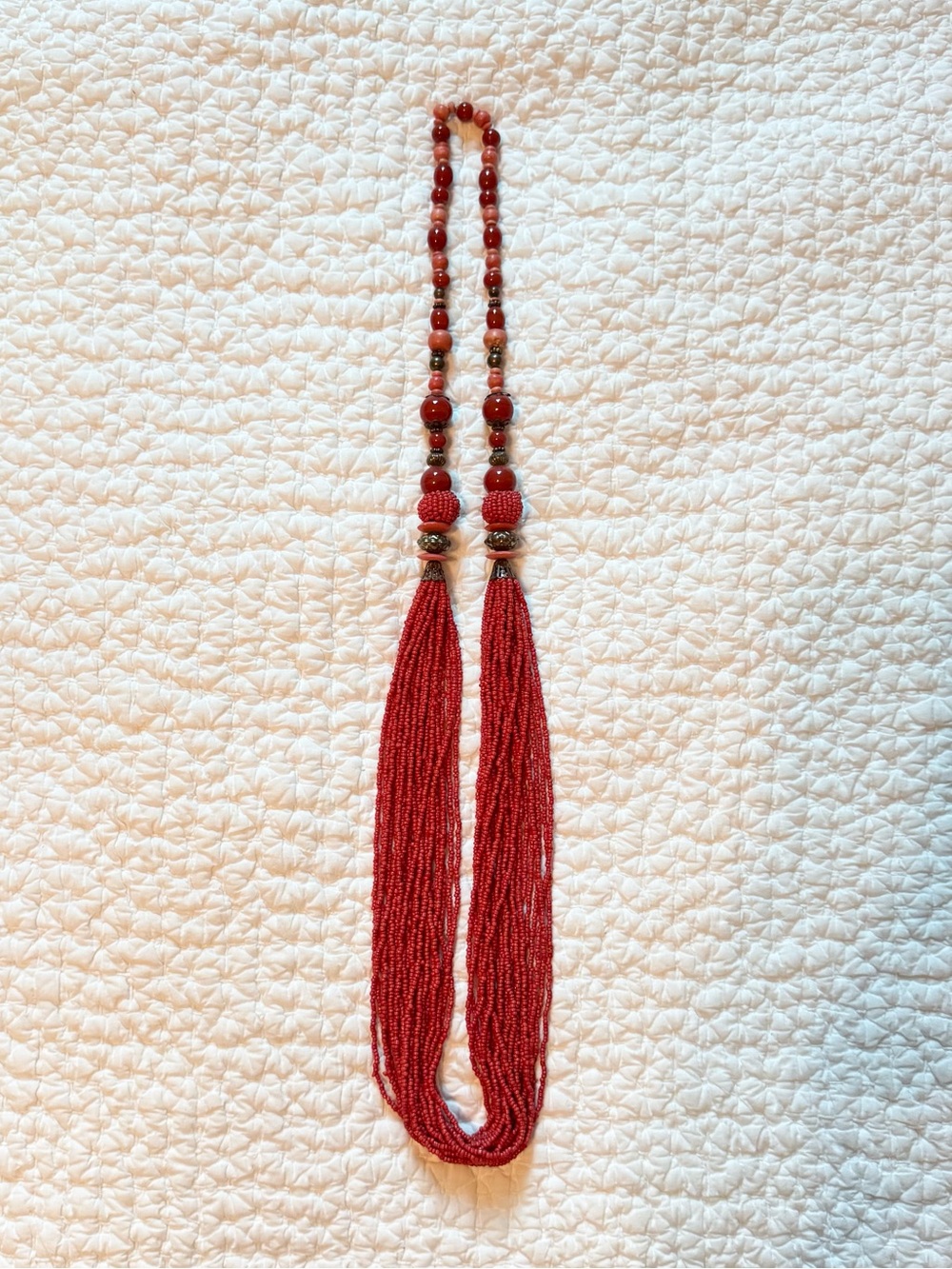 Red hand Beaded Multi-Strand African Necklace - Women